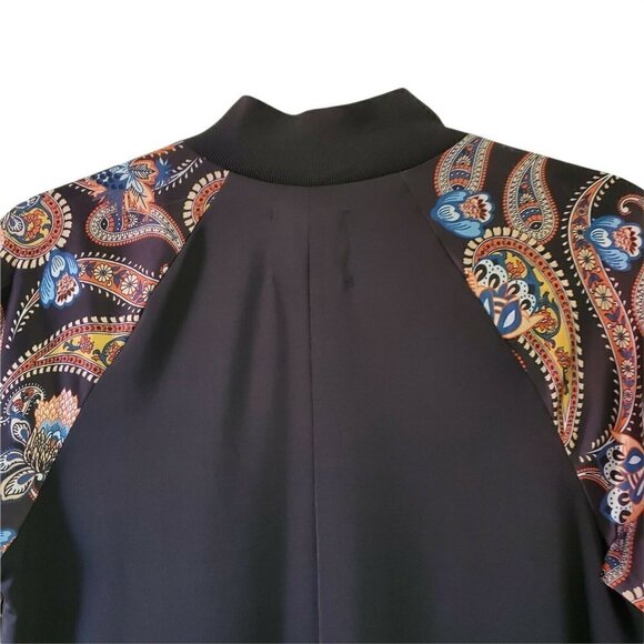 Zara Midi Dress Small Black‎ Paisley Long Sleeve Contrasting Boho Blogger Fave - Picture 4 of 10